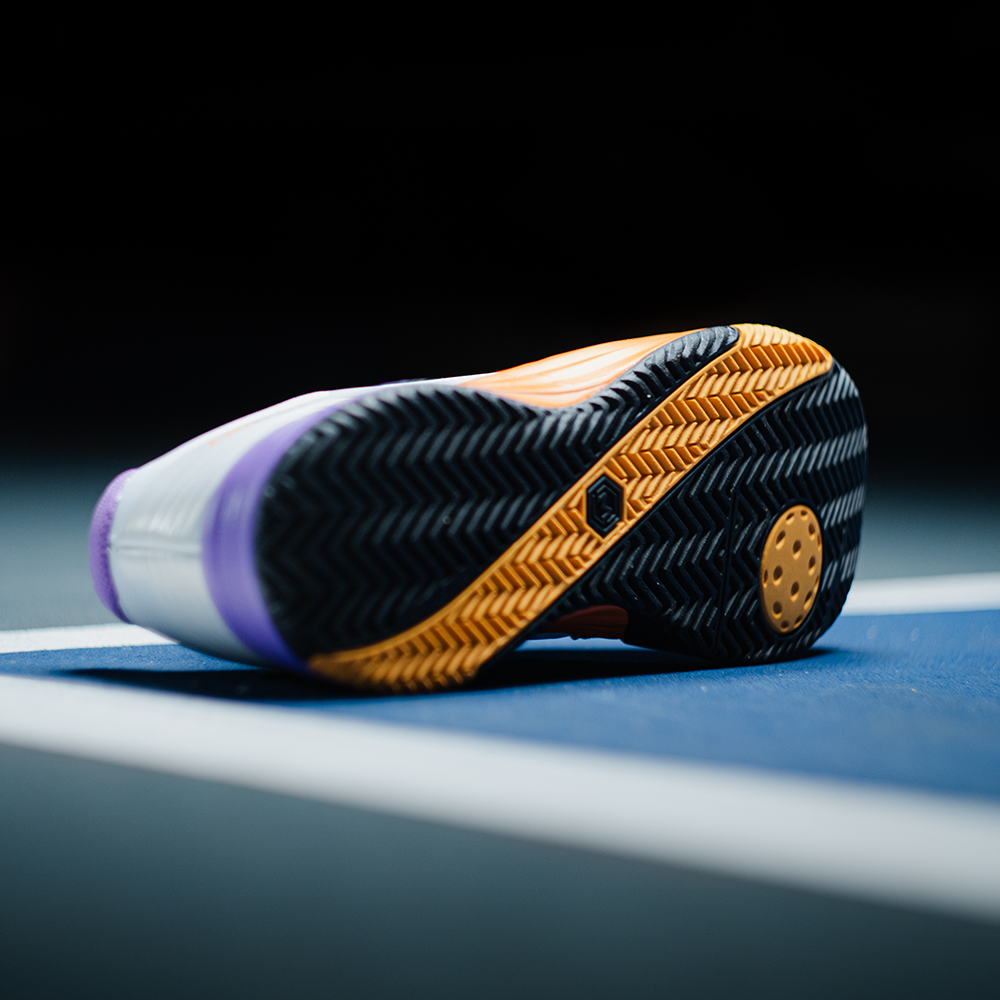 Friday x Montis Sunset pickleball shoe on court