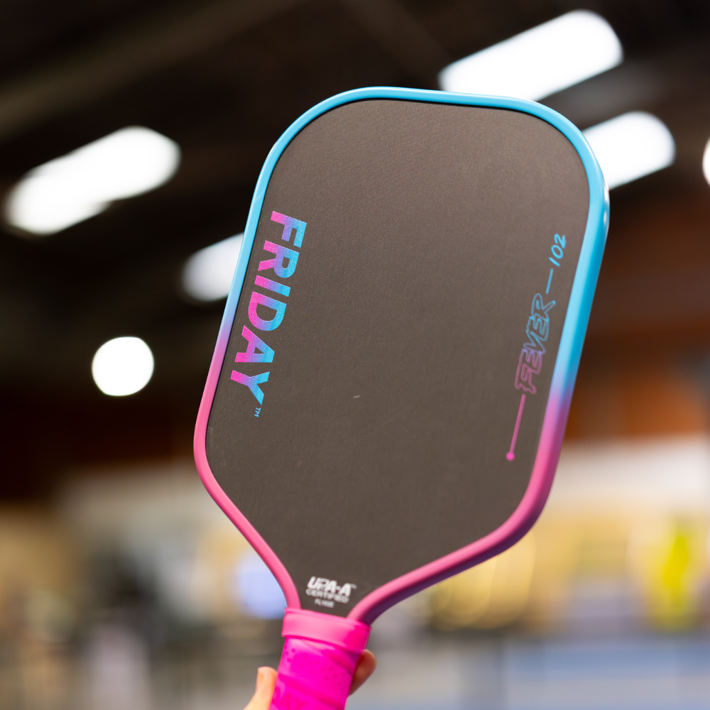 Friday Fever 102 pickleball paddle face close-up