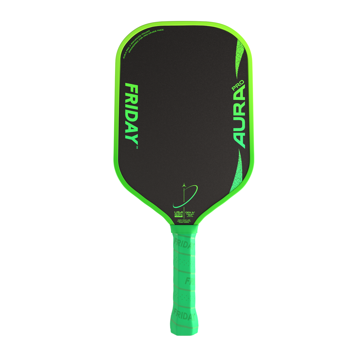 Friday Aura Pro Gen 4 pickleball paddle in Terra green, front view