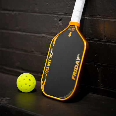 Friday Aura Pro Creamsicle limited edition pickleball paddle detail