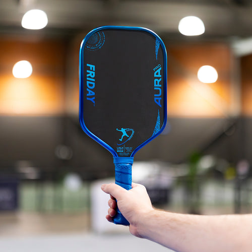 Friday Aura Pro Metallic Blue limited edition pickleball paddle front view