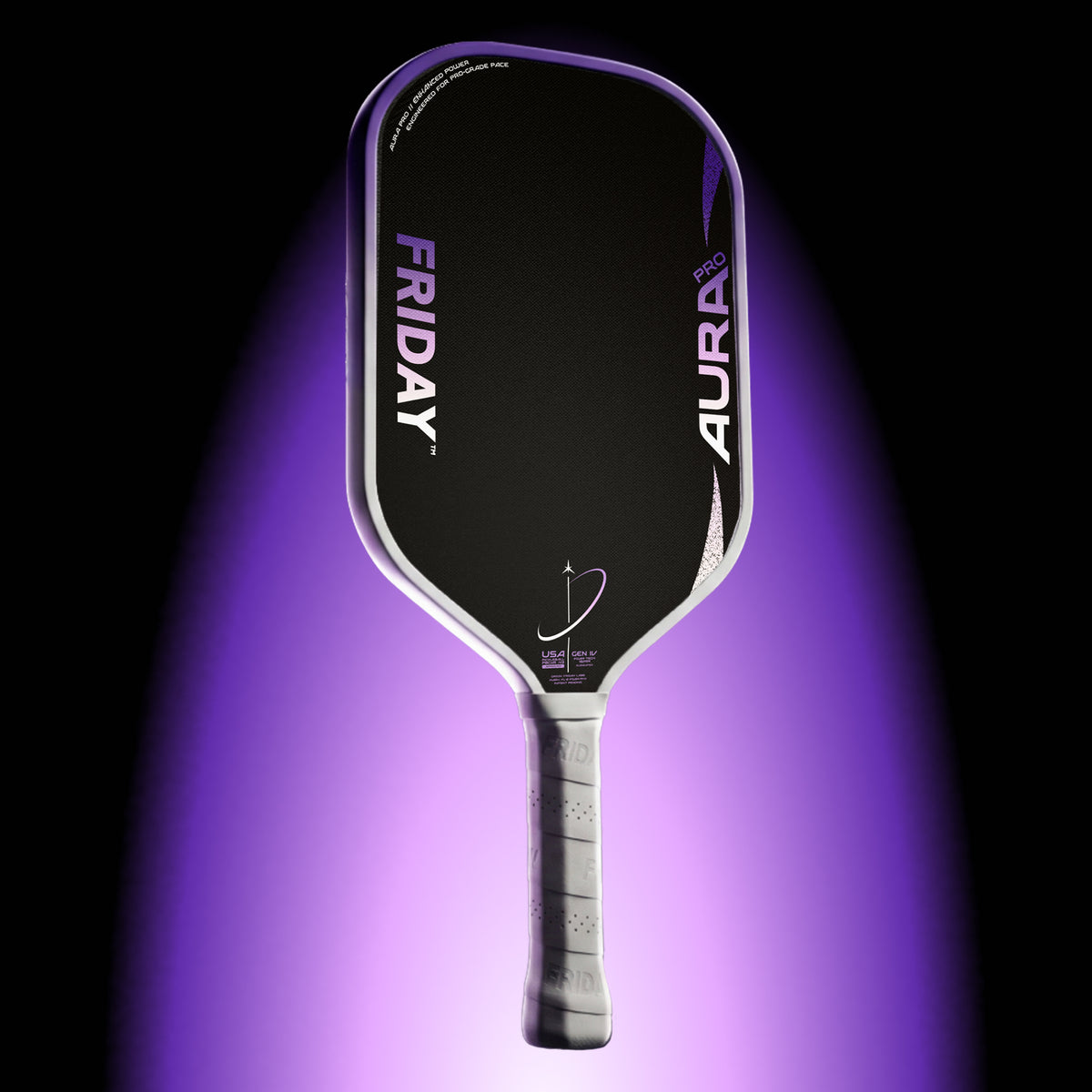 Friday Aura Pro Gen 4 pickleball paddle in Lunar purple colourway