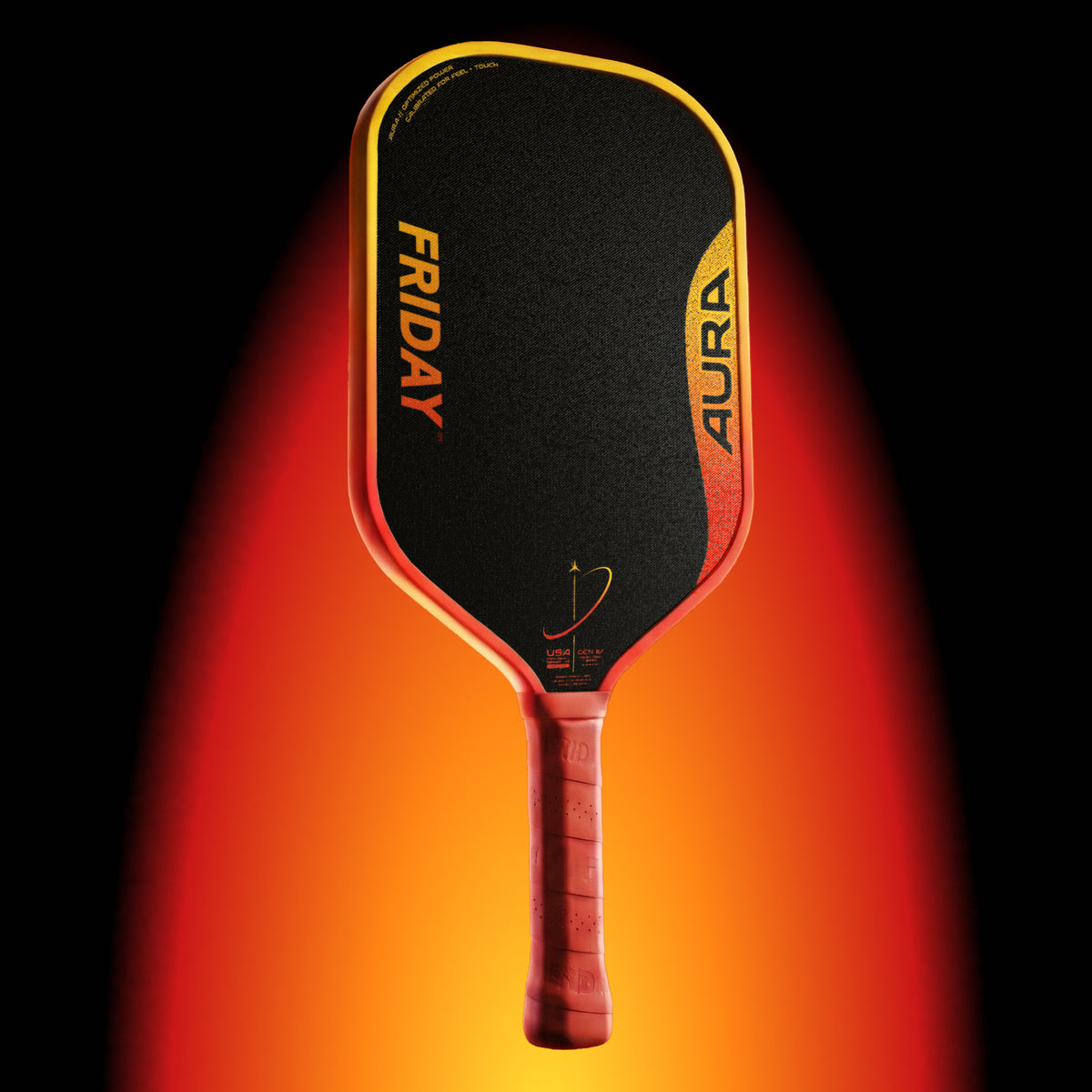 Friday Aura Gen 4 pickleball paddle in Solaris red colourway